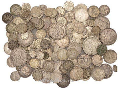 Русское серебро, Русские серебряные монеты (151 шт.), в основном 19 века и...