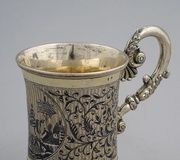 Русская серебряная чаша с позолотой и ниелло, 19 век