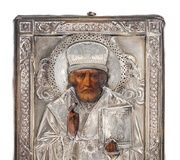 Икона святого Николая с серебряной ризой, Москва, 18...