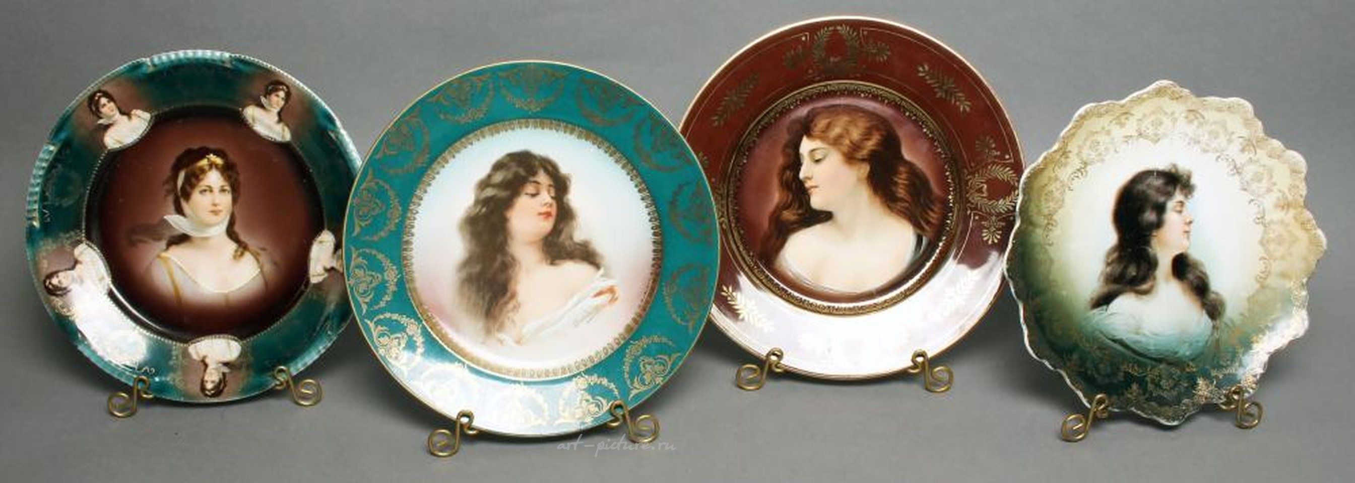 Royal Vienna , Украшенные фарфоровые тарелки с ручной росписью и портретами