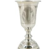 Антикварный латвийский серебряный ниелло-подстаканник с стеклянным стаканом