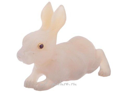 Русское серебро, Русская резная фигурка кролика из халцедона, выполненная вручную