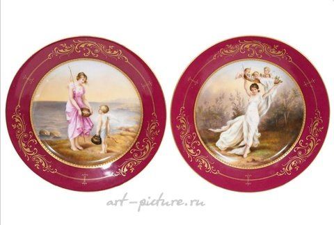 维也纳皇家瓷器, 十九世纪维也纳皇家神话橱柜盘一对