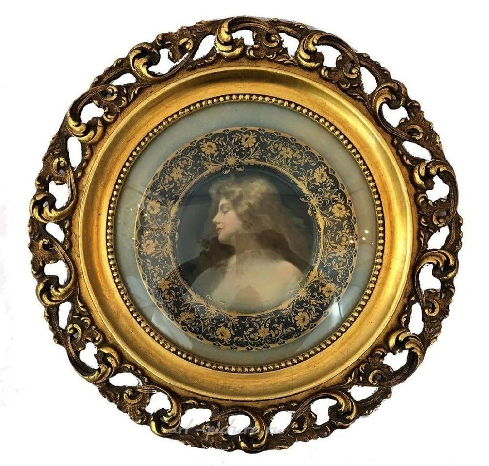 维也纳皇家瓷器 , 古董维也纳皇家瓷盘，配有木框架。