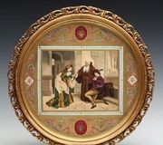 Фарфоровая плакетка "Ромео и Джульетта" с золочением и алмазами