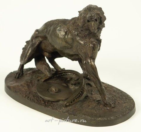 Russian silver, Sculpture "Wolf in a trap".