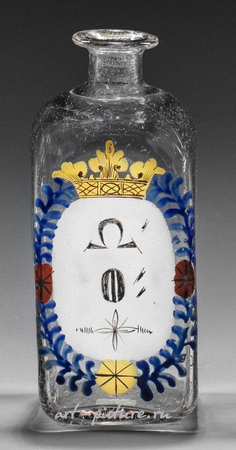 Немецкая аптечная бутылка 18 века с эмалевым декором