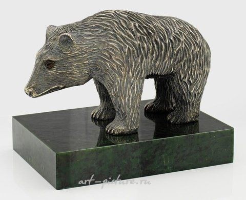 Русское серебро, Скульптурная, реалистичная модель медведя