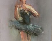 балерина в чёрной пачке Картон,пастель 