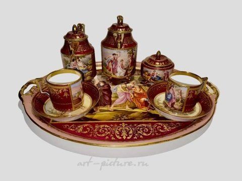 Royal Vienna, Фарфоровый чайный сервиз "Tête-à-Tête" Royal Vienna 19 века