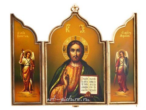 Русское серебро, Антикварная русская православная икона Иисуса в серебряном окладе