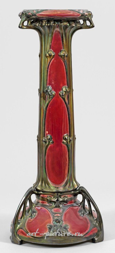 Керамический цветочный столб в стиле ар-нуво с блестящей глазурью, приписываемый Зольнай