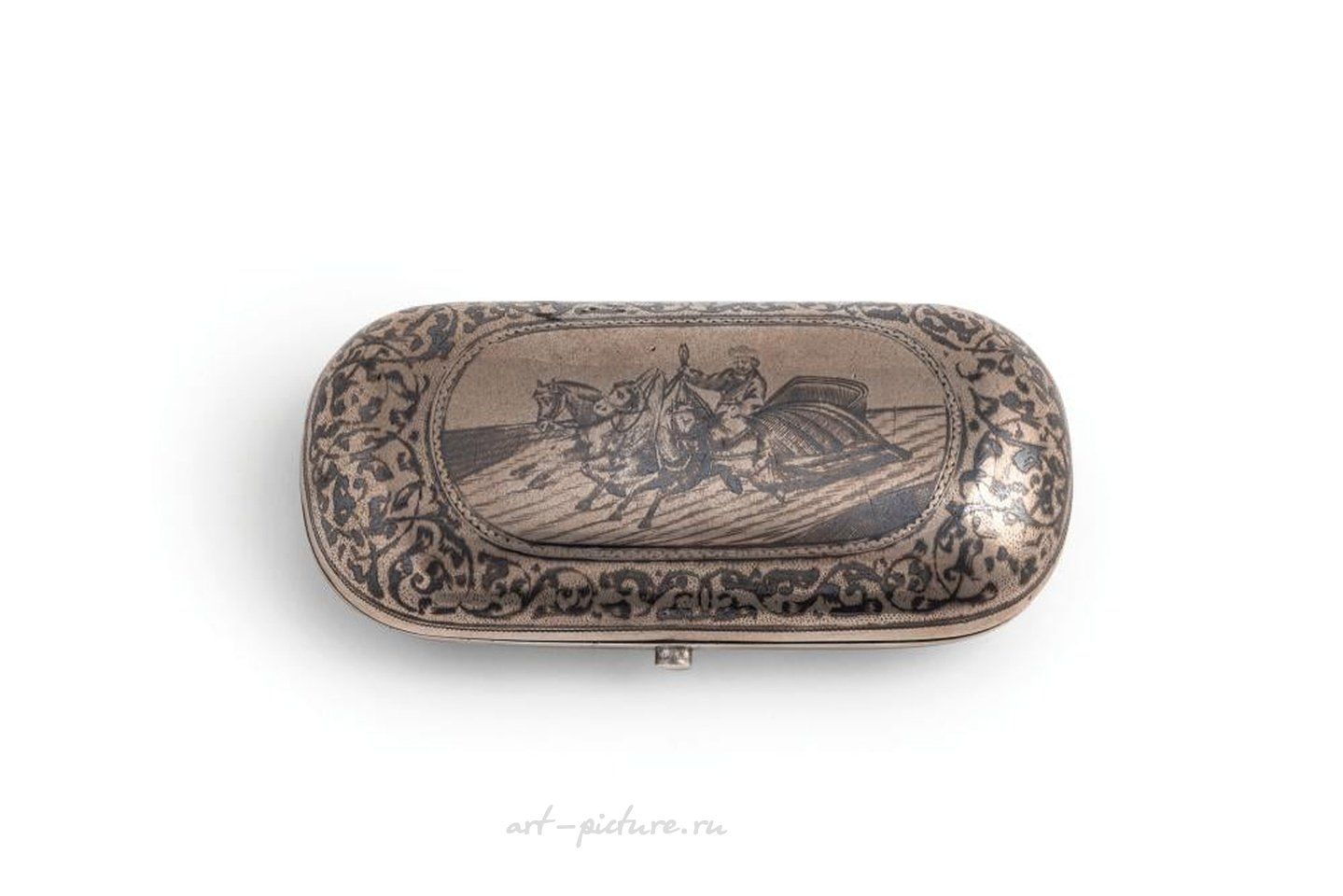 Русское серебро , Серебряный и ниелловый сигарный кейс, Россия, 19 век