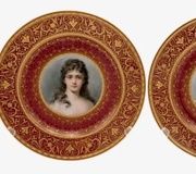Фарфоровые тарелки в стиле Royal Vienna, около 1900 года, диаметр 8,5 дюйма.