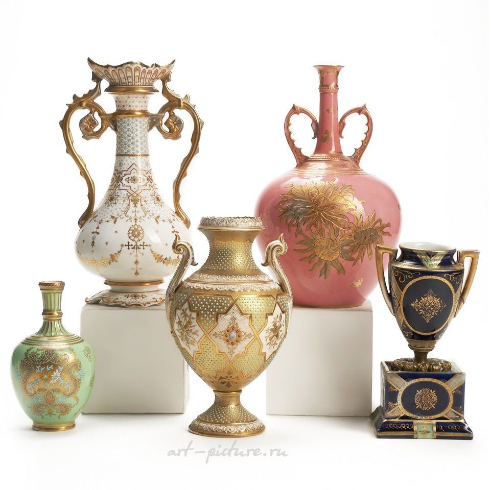 Royal Vienna , Эмалированные фарфоровые вазы: Royal Vienna, Coalport, Copelands