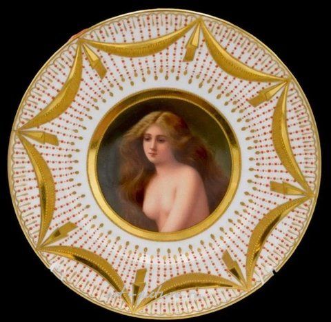 Royal Vienna, Фарфоровая тарелка "Королевский Вена" начала XX века, диаметр 9,5 дюйма, в хорошем состоянии, оценка $1.000-1.200.