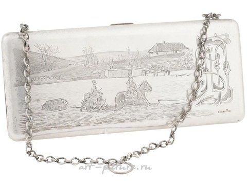 Русское серебро, Серебряная сумочка с гравировкой в императорском русском стиле