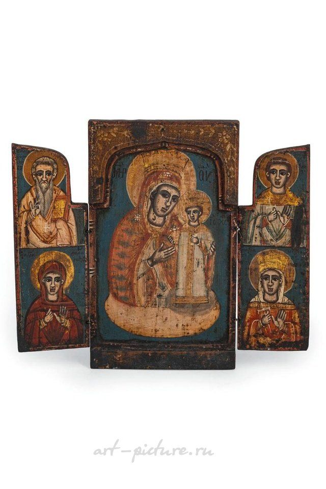 Русское серебро , Триптих с изображением Богоматери с Младенцем и святыми...
