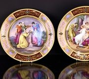 Кабинетные тарелки королевской Вены 19-го века с золотыми акцентами