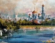 Вид на Казанский собор масло,холст