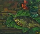 Статуэтка "Натюрморт с рыбой на ли…