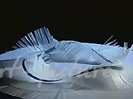 Labile Structure, 1996, springy steel, lavsan film, electric motor, 60x60x20 cm. Author`s property