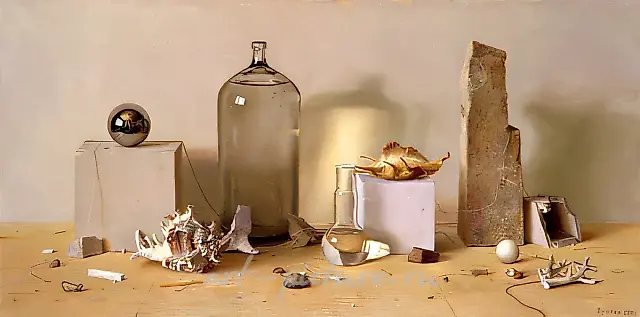 Still life with a metal ball, 2002, oil on canvas, 60х120