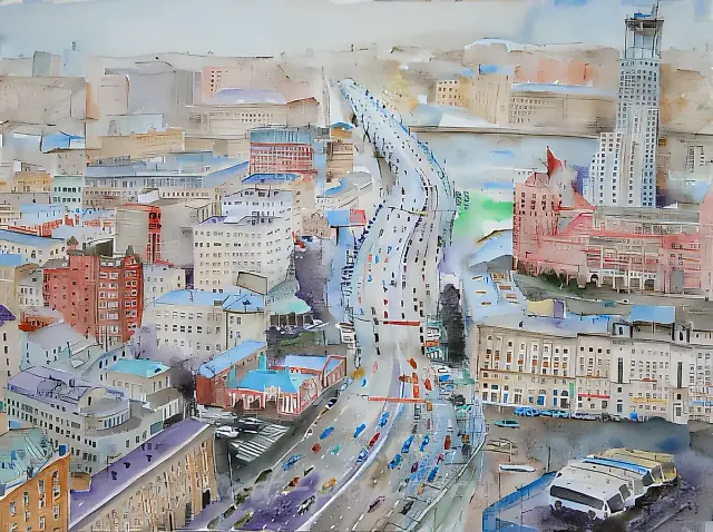 Мой город, 2007, бумага, акварель, 38 х 50,5