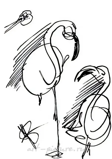 Flamingo., 1964, paper, flomaster, 29х20