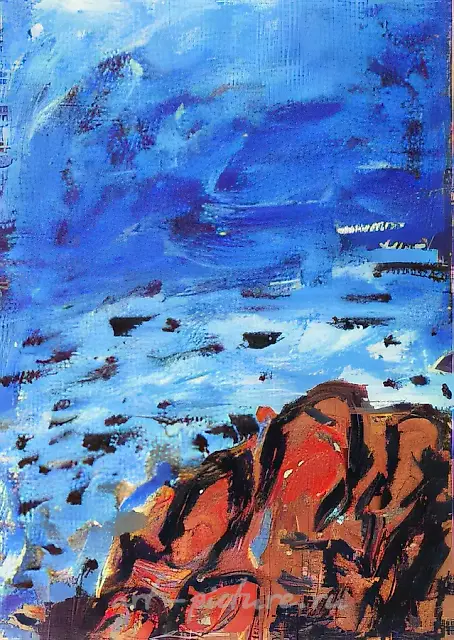 Ocean Beach., 1993, mixed tehnique on cartone, 26x32