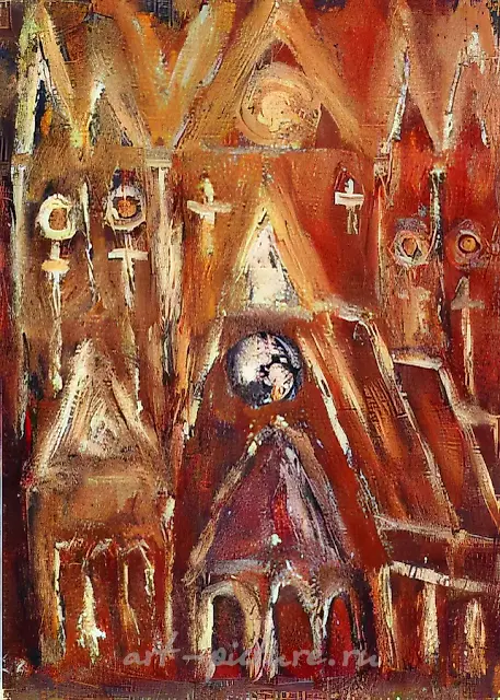 The Temple.Remembrance., 1994, mixed tehnique on cartone, 51x40
