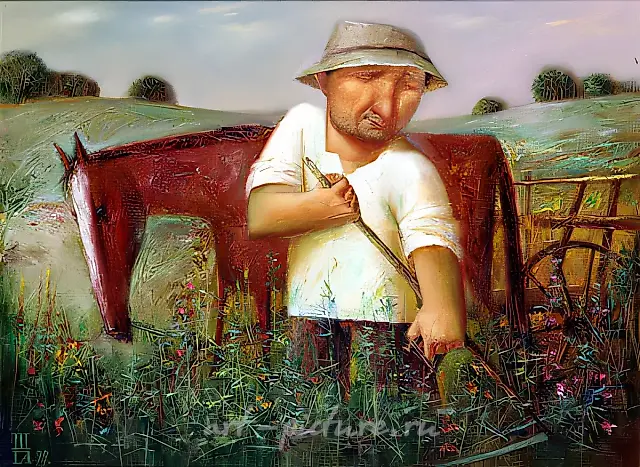 正午，1999年，布面油画，50×70厘米，$2,000。