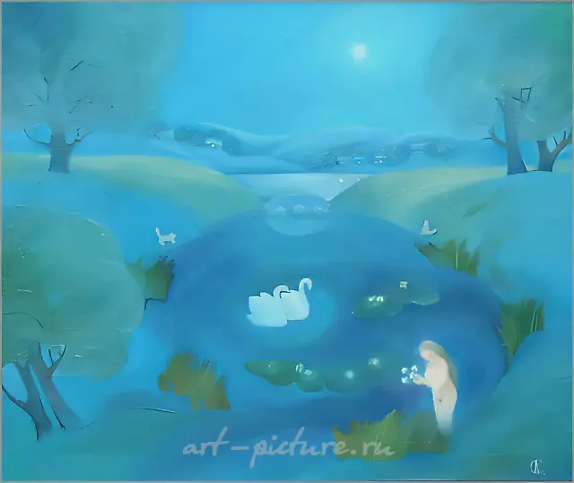 Moonlit night, 2000, canvas,oil, 50x60