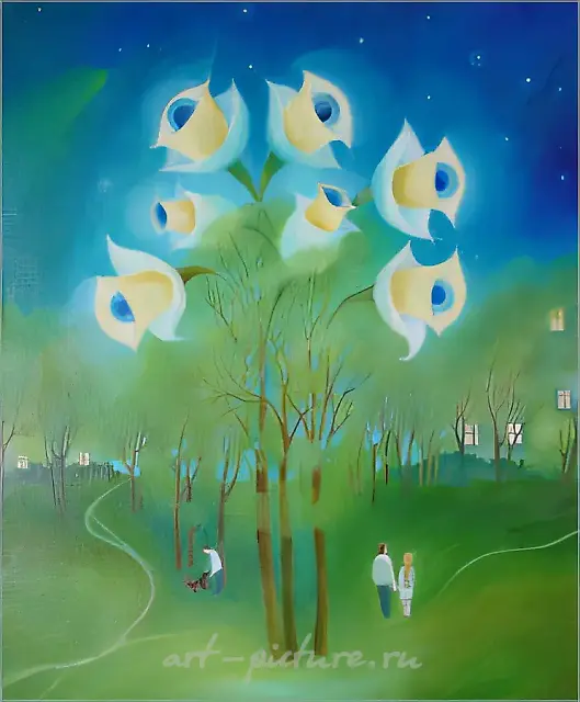Evening in the provincial town, 2000, canvas,oil, 50x60