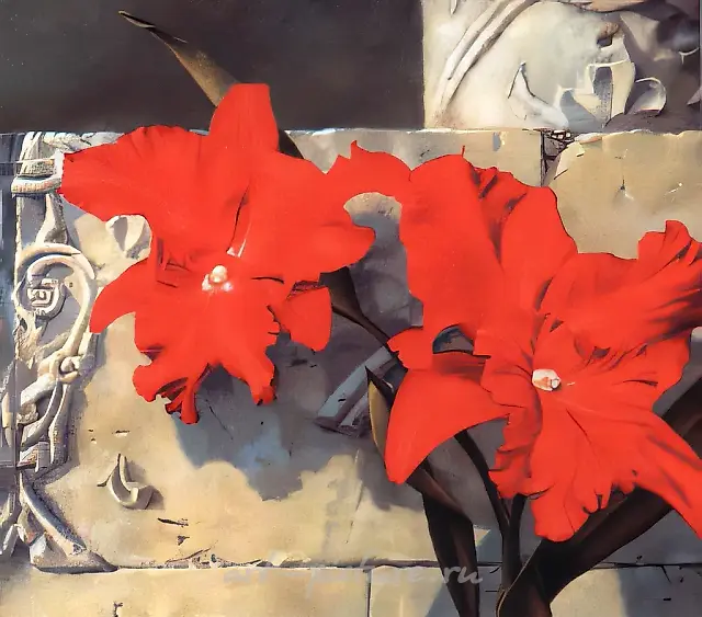 Red orchids., 1995, oil on canvas, 100x100, $3.000,