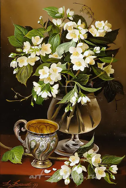 Жасмин из старого сада., 1999, холст, масло, 35х25
