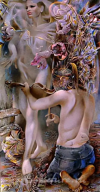 驯蛇人，1984年，布面油画，120×60