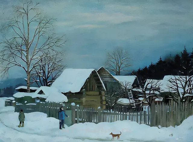 Winter in Novo-Shikhovo., 1997, oil on canvas, 60x80