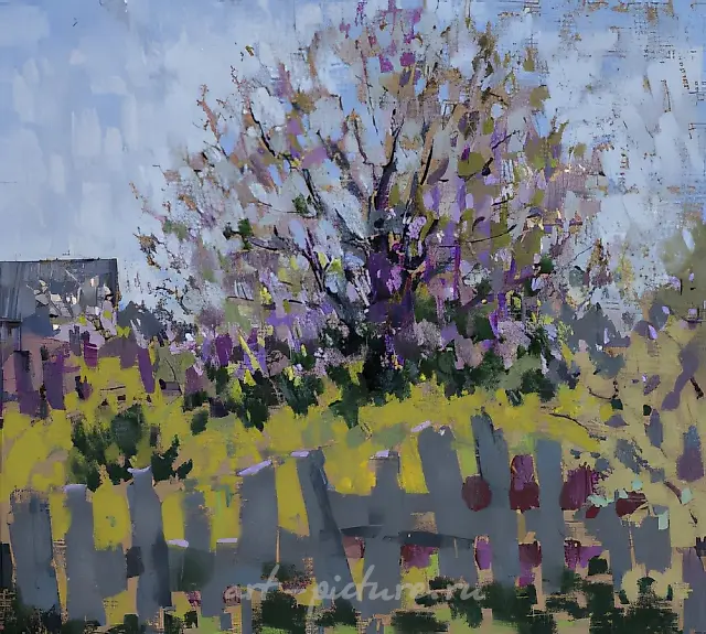 Apple-Tree in Blossom., 1997, paper, crayon, 25x30