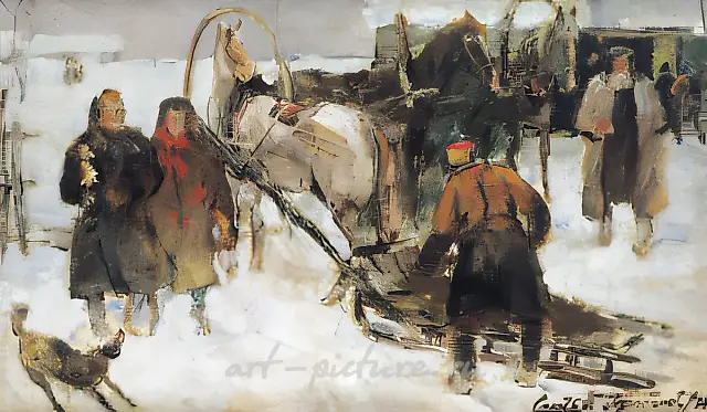 Winter. In a Village., 1939, oil on canvas, 58x96