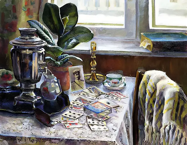 接龙。 (献给斯大林镇压的受害者)。1999年，布面油画，70x90厘米，700美元，作者自藏。