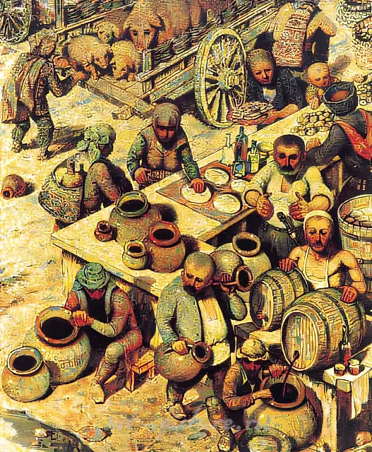 集市，1993年，布面油画，50×40