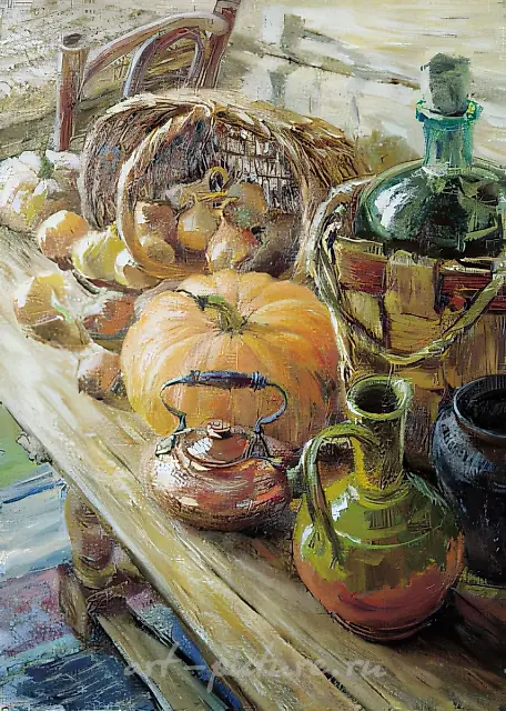静物与南瓜，1999年，油画，布面，80×60厘米