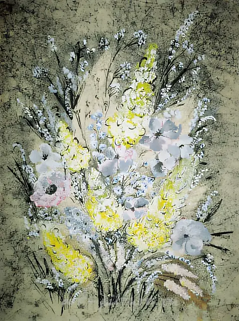 花束，1997年，布面，油画，混合技法，60×80