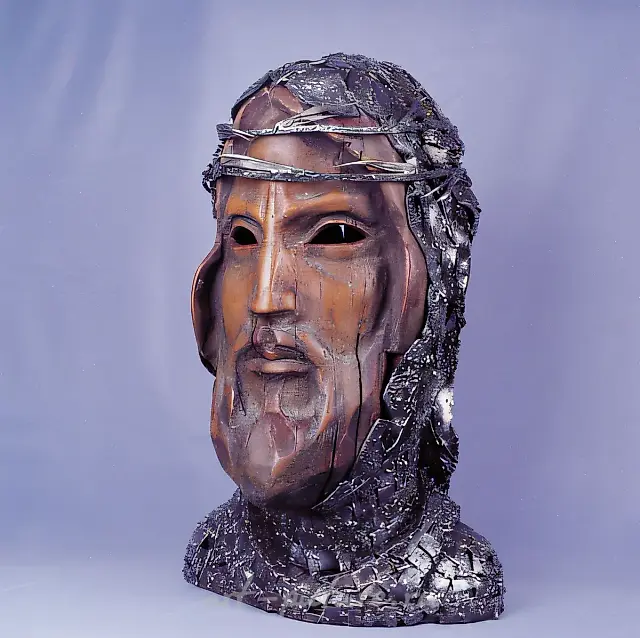 Alexander Nevsky, 1999, steel, wood, author`s technique, 80x30x40 cm