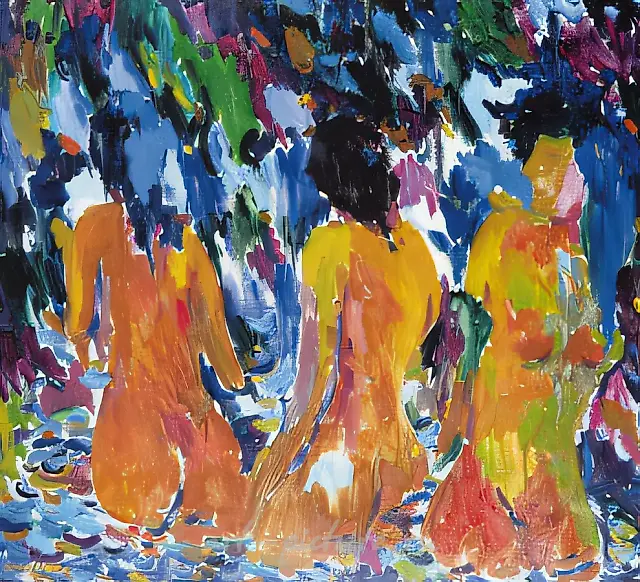 Bathers by the Waterfall, 1998, oil on canvas, 100x110