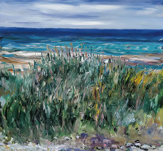 里海风景，1999年，布面油画，88x94