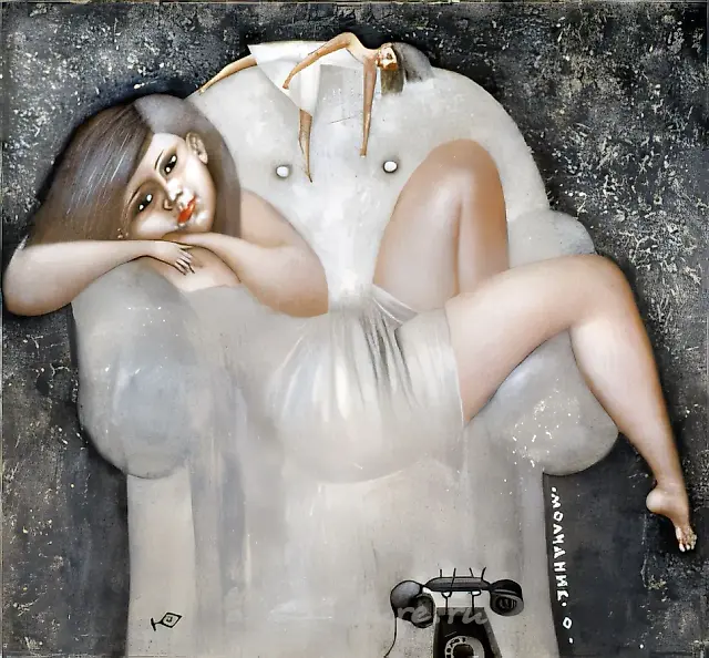 无回应，2000年，布面丙烯，48x44
