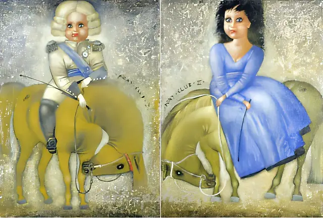 小马俱乐部，2000年，布面丙烯，(35x26)厘米 × 2
