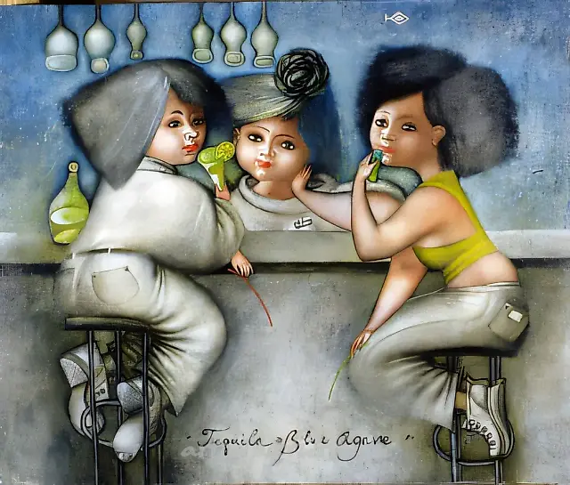 龙舌兰酒《蓝色龙舌兰》，2000年，布面丙烯，60x50cm